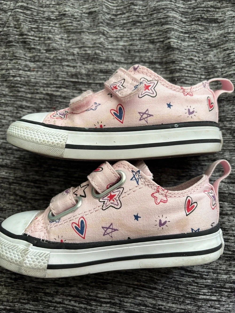 Converse Pink Star & Heart Print Kids Sneakers